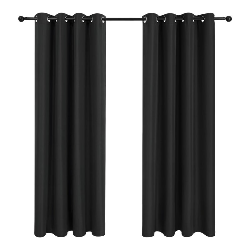 Deconovo Black Blackout Curtains for Bedroom, Room Darkening Thermal Insulated Grommet Window Drapes for Living Room, 52W x 63L Inch, Maximum Light Reduction, Energy Saving Insulated Panels, 2 Panels - Image 1